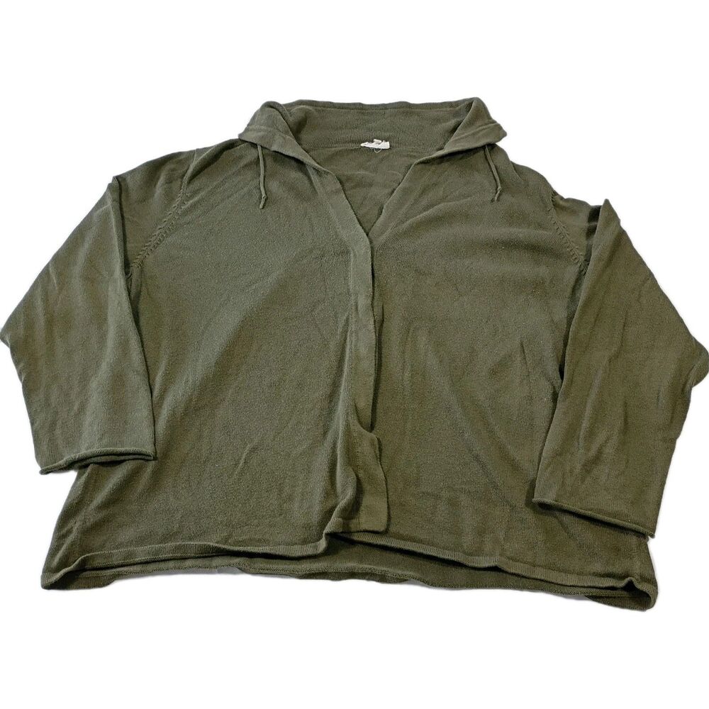 Eileen Fisher Snap Front Cardigan 100% Organic Cotton Womens 3x  Olive Green